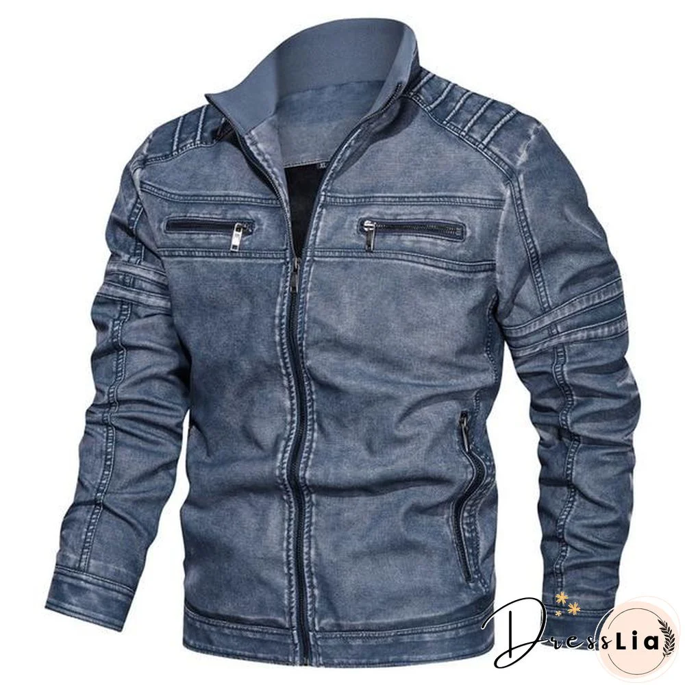 Leather Jacket Men Fashion Top Quality Mens Jackets Casual Faux Leather Moto Jacket