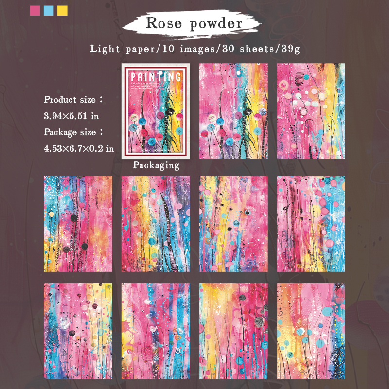 Journalsay 30 Sheets Art Painting Series Vintage Flower Material Paper