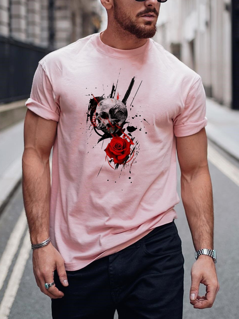 Elegance Skull & Rose Art Printed T-shirt