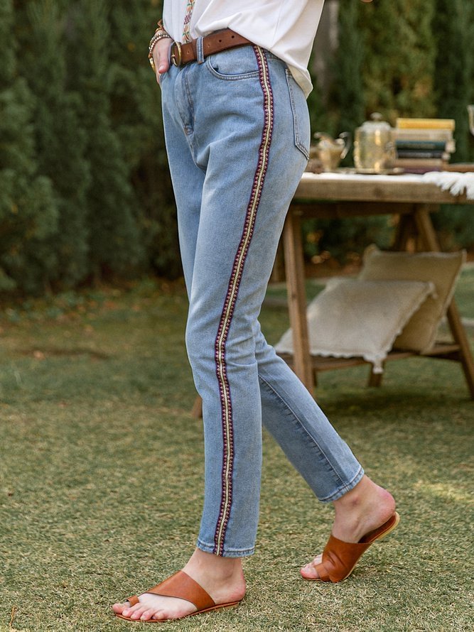 Women Denim Pocket Basic Simple Jean