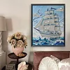 Diamond Painting-DIY Special Shaped Drill Pearl Painting Blue Sailboat(35x45cm)