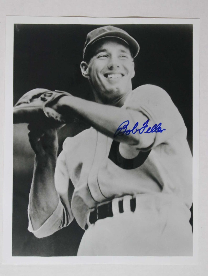 Bob Feller (d. 2010) Signed Autographed Glossy 8x10 Photo Poster painting Cleveland Indians - COA Matching Holograms