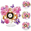 (US Local)Acrylic Special Shape Flower Butterfly Diamond Painting Clock Ornaments Kit