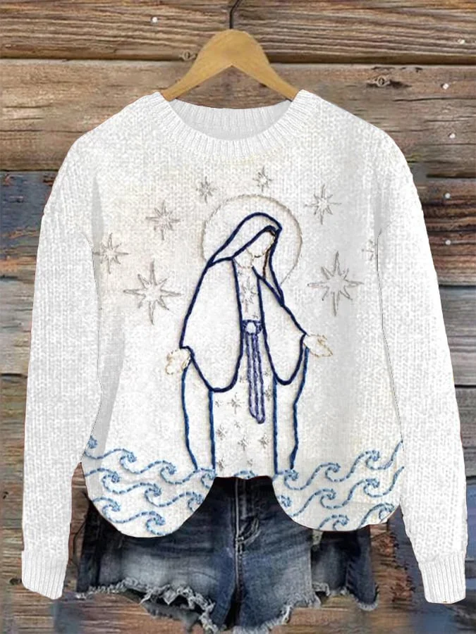 Women's Virgin Mary Knitted Casual Sweater