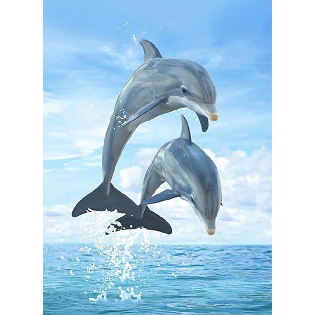 Full Round Diamond Painting - Jumping Dolphin(30*40cm)