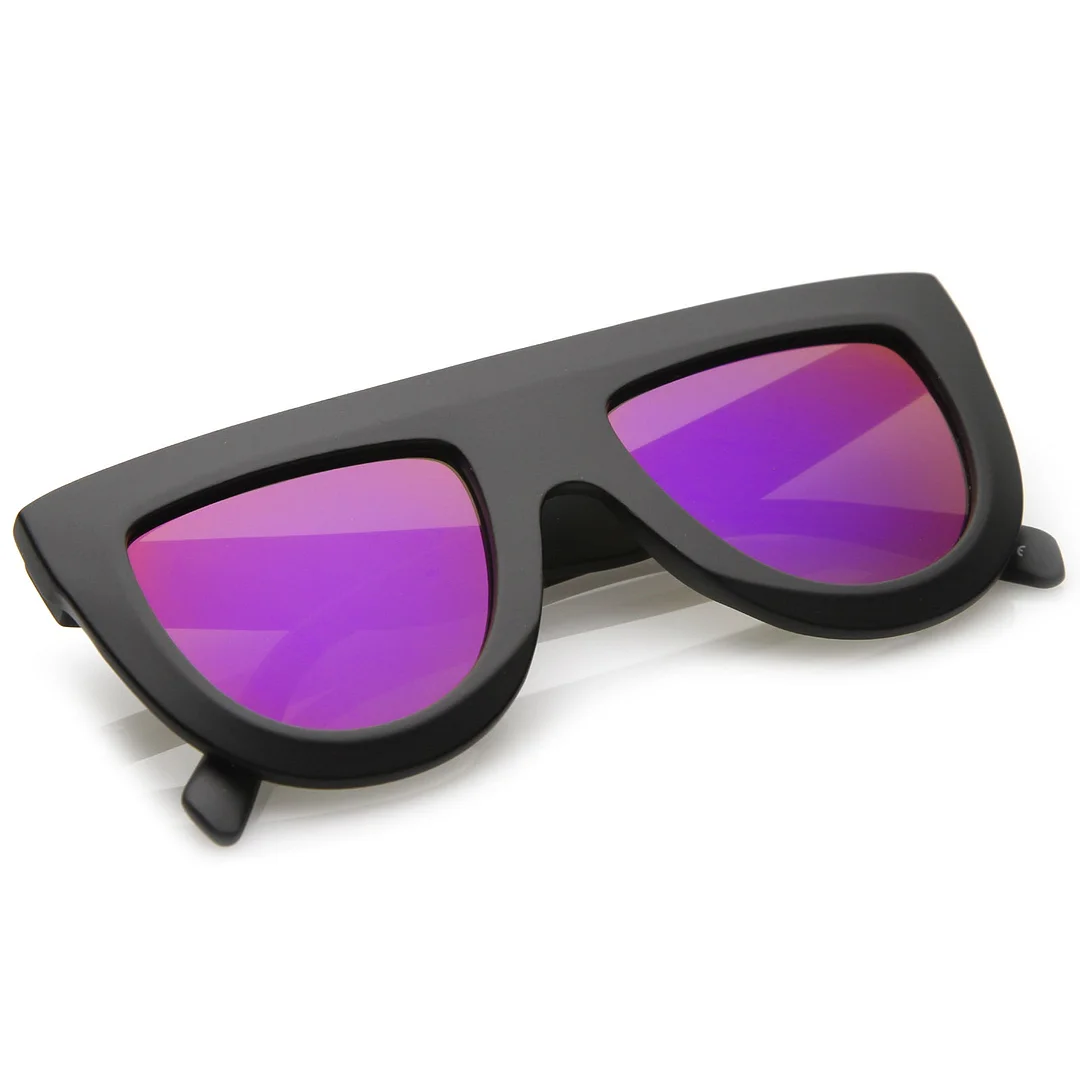 Oversize Chunky Wide Arms Colored Mirrror Flat Lens Flat Top glasses 51mm