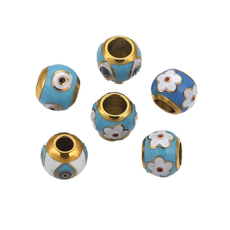 5 PCS/Package 10*8mm Hole 4~4.9mm 304 Stainless Steel Eye Flower Beads