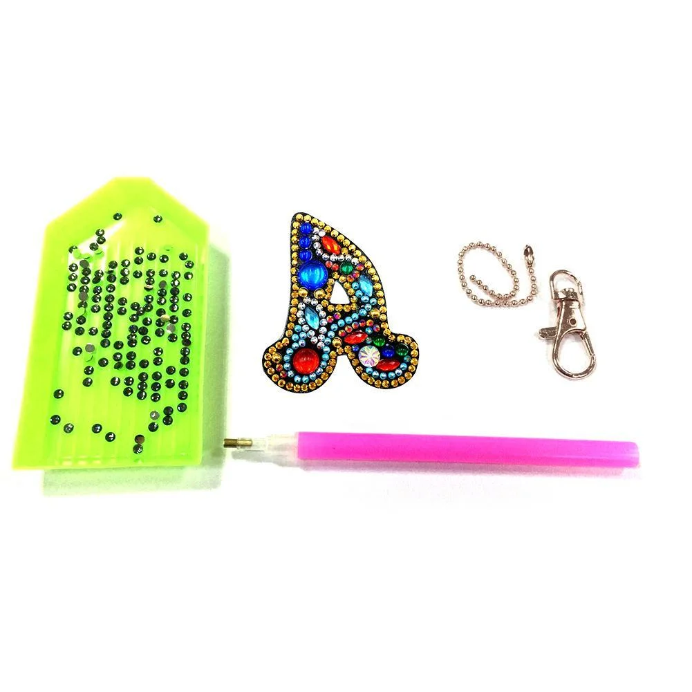 DIY Key Chain Diamond Painting Letters Women Girl Bag Keyring Pendant Gift