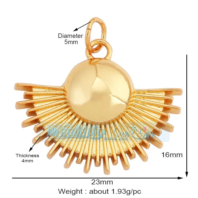 1 Piece 12 * 23mm 15*15mm 5*12mm Hole 5~5.9mm Half 925 Silver Zircon Sun Moon Pendant Jewelry Accessories