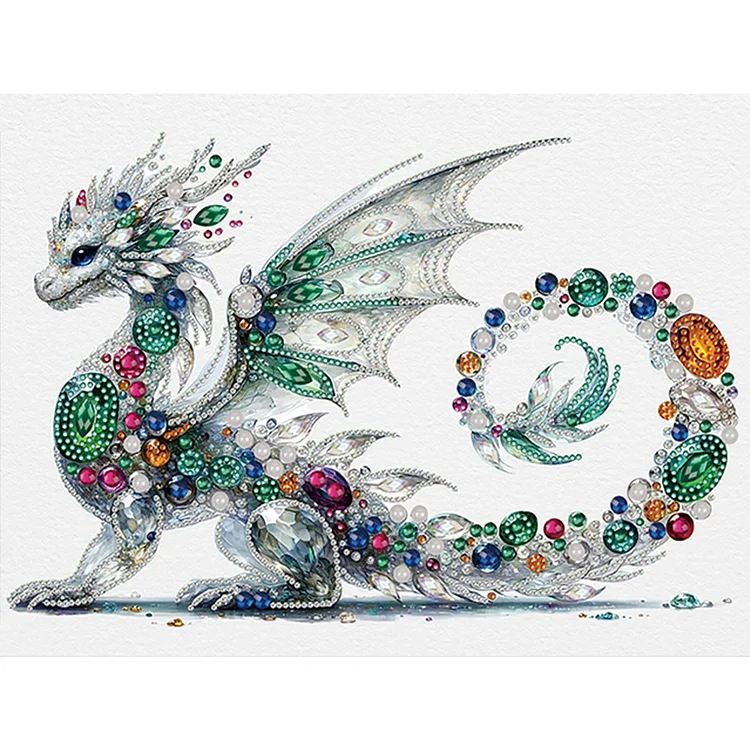 Silver Dragon 30*40cm (Canvas) Special Shaped Drill Diamond Painting gbfke