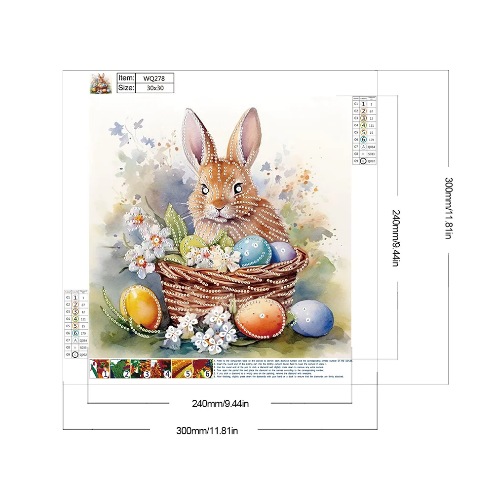 Diamond Painting - Partial Special Shaped Drill - Easter Egg Rabbit(Canvas|30*30cm)