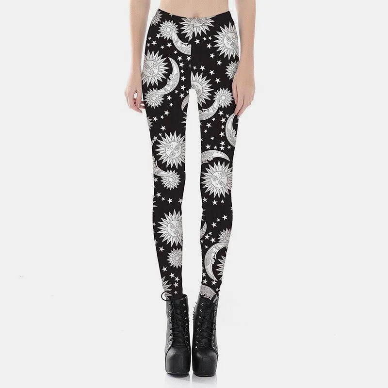 Moon Sun Print Pants Leggings