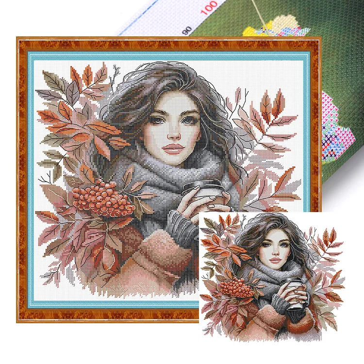 『Joy Sunday』Girl - 14CT Stamped/Counted Eco-Friendly Cotton Thread Cross Stitch(41*38cm)(Backstitch)