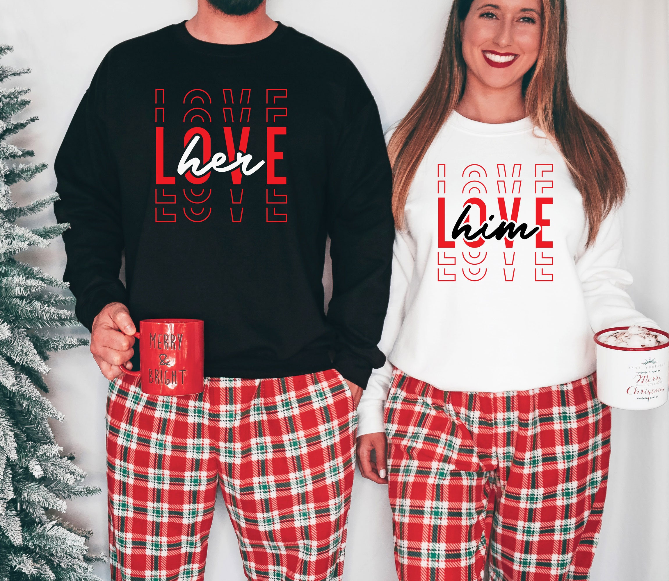 Loveyoufancy Love Him and Love Her Couple Matching Shirt,Valentines Couple Shirt