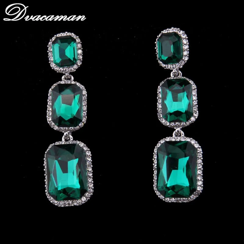 Dvacaman New Arrival High Quality Statement Full Crystal Rhinestone Stud Earrings for Women Wedding Party Gift Jewelry Wholesale