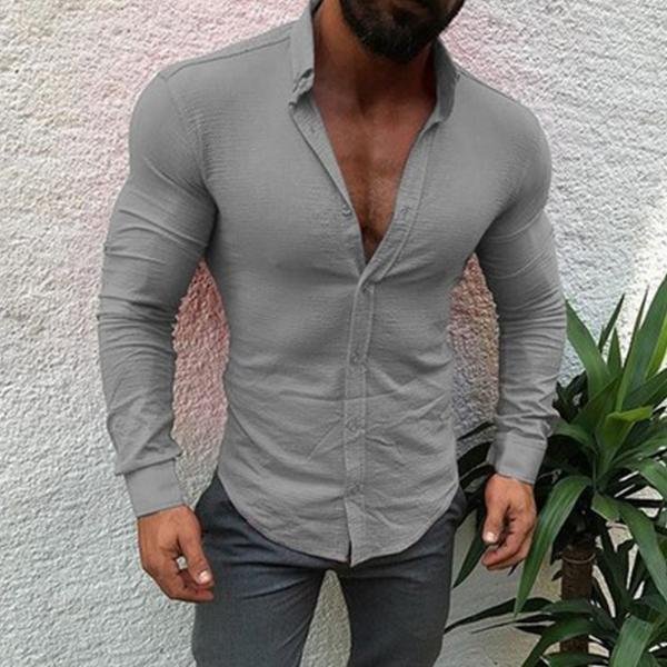 Fashion Mens Casual Solid Color Linen T Shirts Linen | EGEMISS