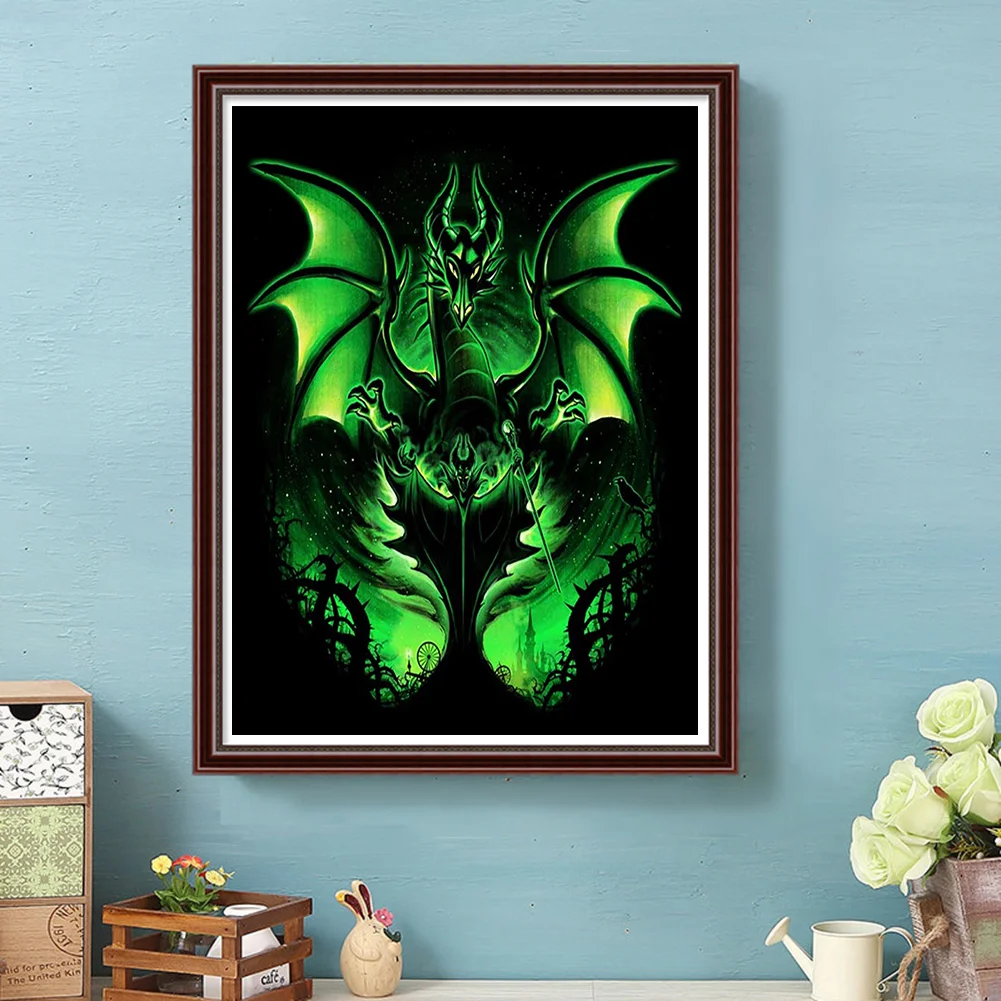 Full Round Diamond Painting 30*40cm - Silhouette Western Dragon