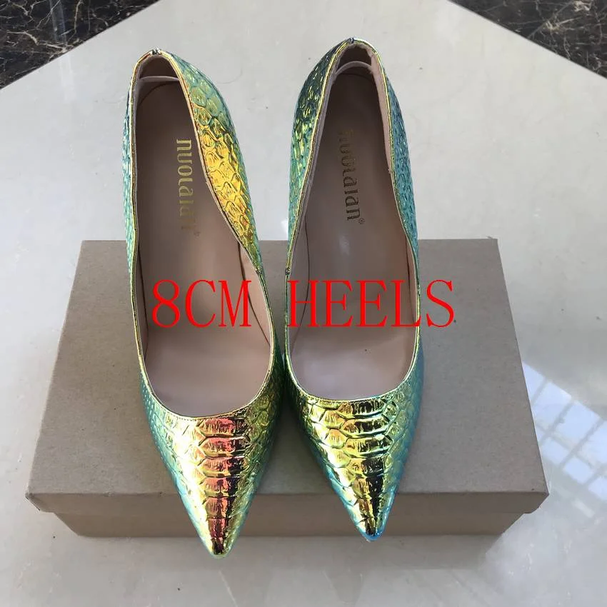 2019 Brand Women Pumps Snake Printing Shoes Woman Pointed Toe High Heels Shoes Luxury Designer Wedding Bridal Party Sexy Shoes