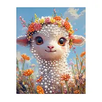 Flower Meadow Lamb - Pearls Painting