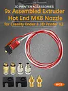 9x Assembled Extruder Hot End MK8 Nozzle for Ender 3 V2 3D Printer
