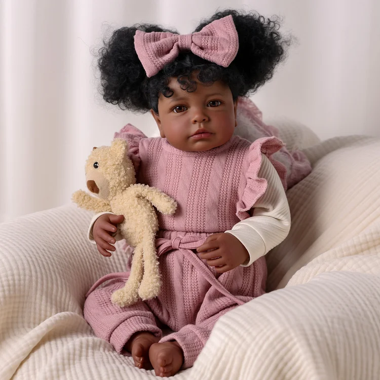 Babeside Quiet Reborn Baby Carina 20" African American Little Infant Girl Best Gift for Kids