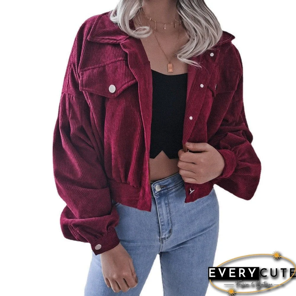 Lantern Long Sleeve Corduroy Casual Jacket Jacket Single-breasted Women's Jacket In Autumn and Winter