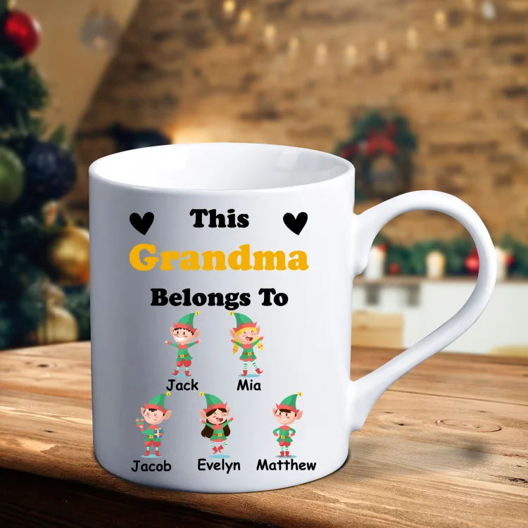 Elf Ceramic Mug Customized Titles & 1-6 Names Cup Personalized Christmas Mugs Gift for Family