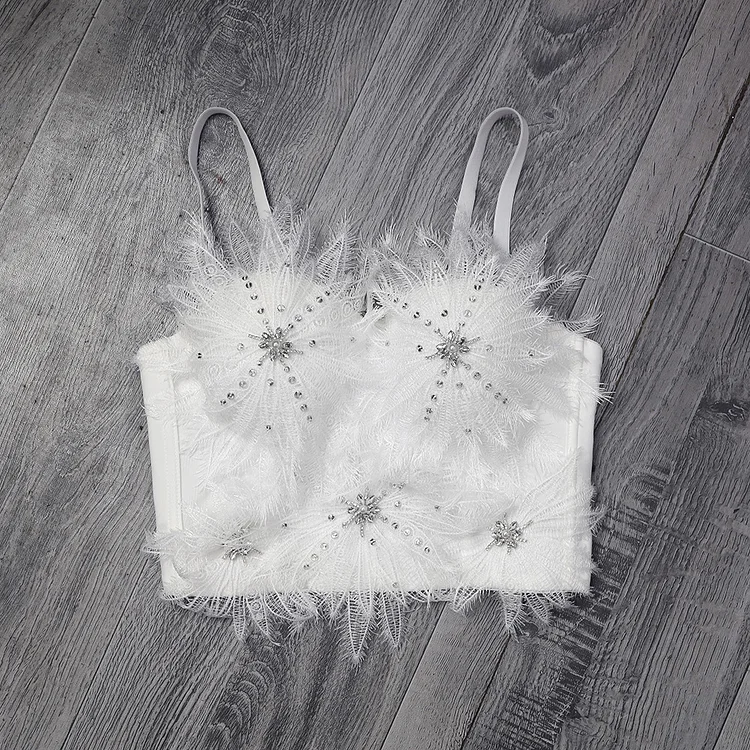 Lace Corset Top Bra Wrapped Chest Bustier CAMIS Girls Bralette 240412-28
