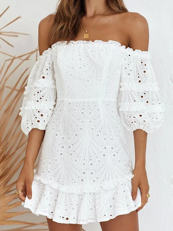Off shoulder embroider dress