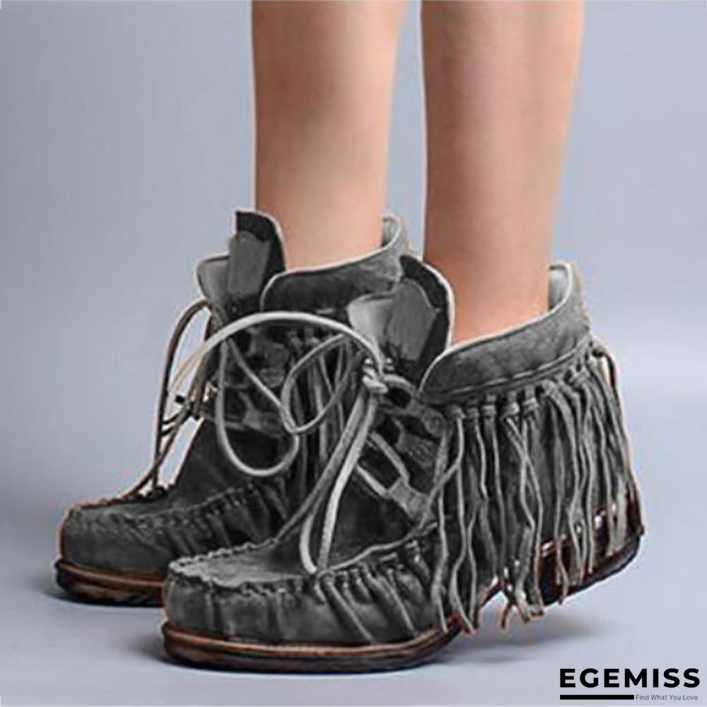 Casual Lace-Up Fringed Boots | EGEMISS