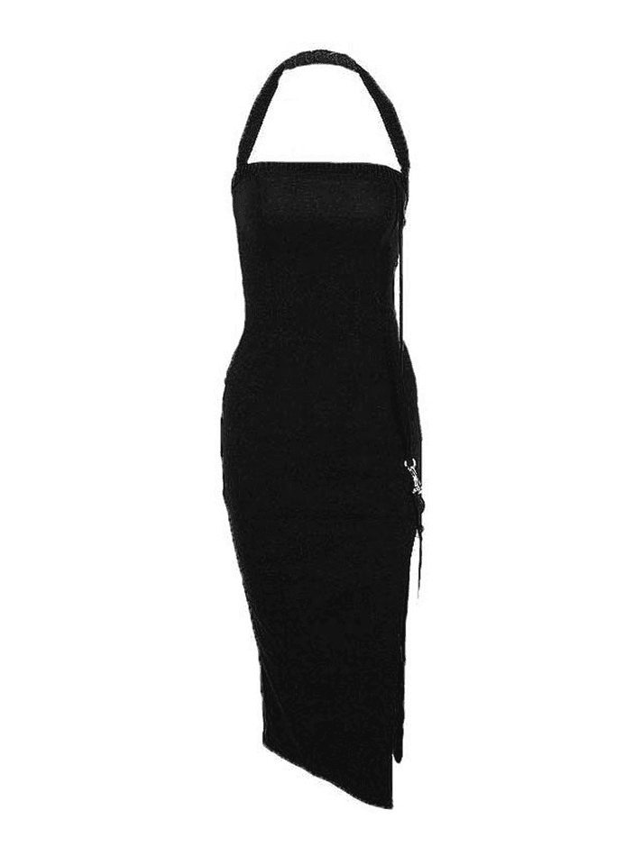 Brownm Split Halter Maxi Dress