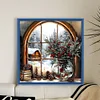 (Stamped/Counted) Christmas Snow Scene By Window-11CT Cross Stitch 45*45cm/17.72*17.72in