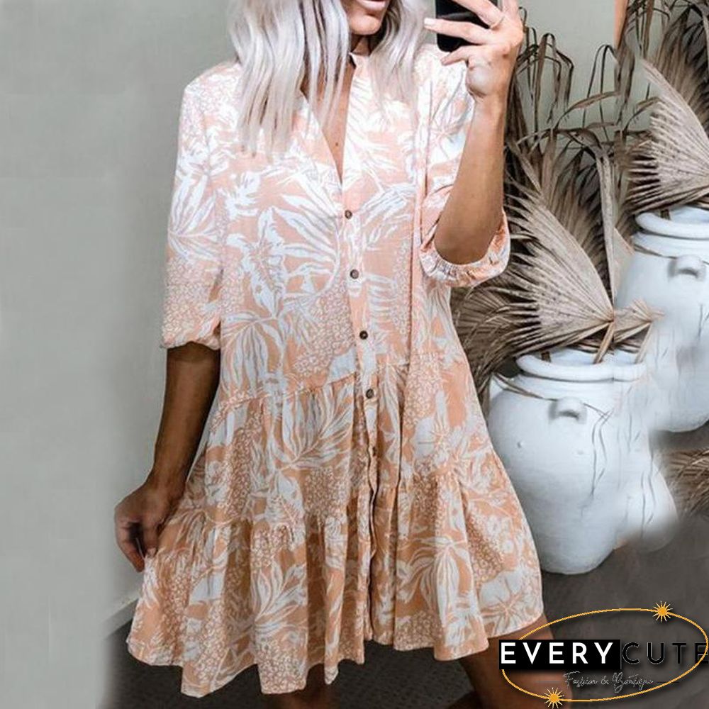 Half Sleeve Shirt Casual Print Dress
