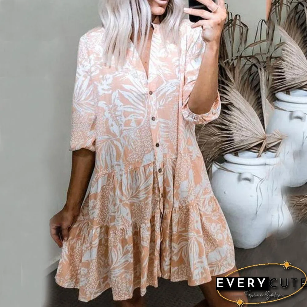 Half Sleeve Shirt Casual Print Dress