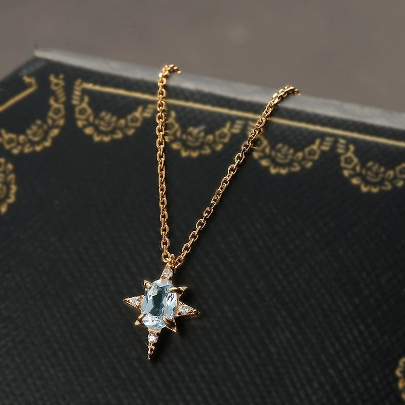 925 Sterling Silver Long-Lasting Plated Zircon Plating Inlay Star Pendant Necklace