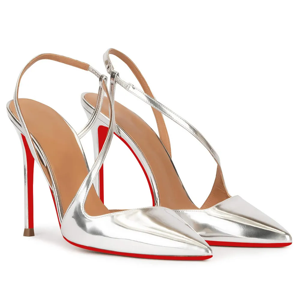 100mm Spotlight Wavy Straps Sandals High Heel Sandals Red Bottom Pumps-vocosishoes