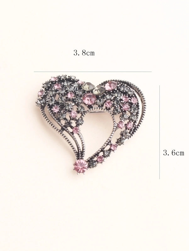 Sweet Shiny Heart Shape Alloy Inlay Rhinestones Women’s Brooches