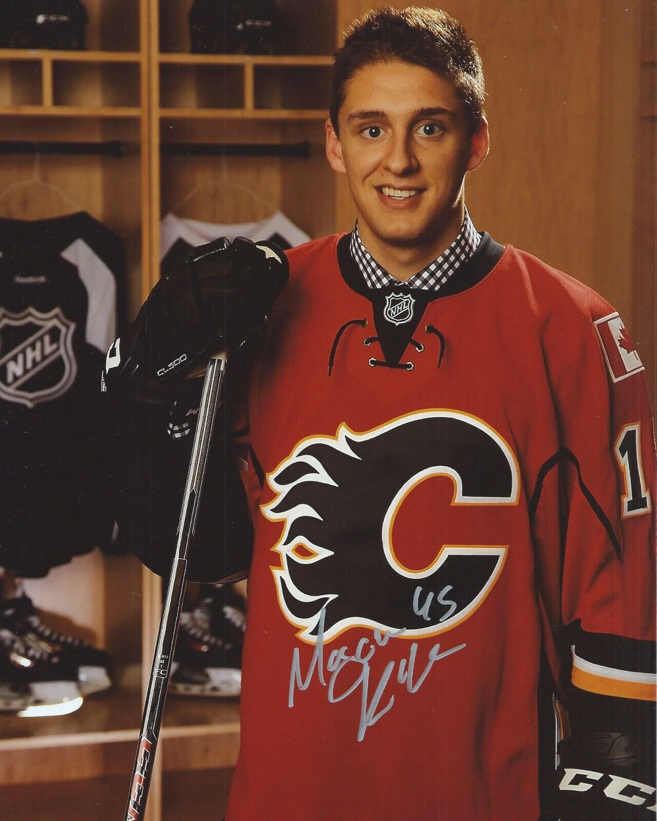 Morgan Klimchuk Signed 8x10 Draft Photo Poster painting Calgary Flames Autographed COA