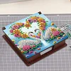 Wooden DIY Flower Swan Diamond Painting Kit Note Box with 160 Papers for Office