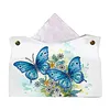 Blue Butterfly DIY PU Diamond Painting Tissue Box Kit Desktop Tissue Holder with Rhinestone Diamond Desk Decorative Tissue Box for Adults Desktop Storage Organizer