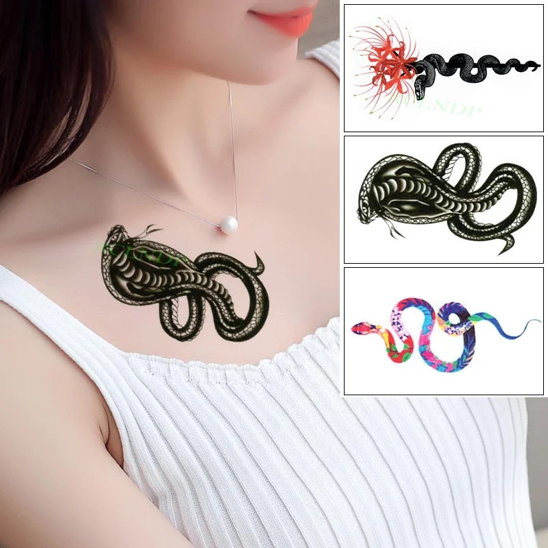 Waterproof Temporary Tattoo Sticker Sexy Snake Element Fake Tatoo Flash Tatto Body Art for Women Men tatuajes temporales