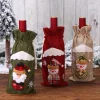 12PCS Cute Wine Bottle Linen Bag Christmas Gift Decor