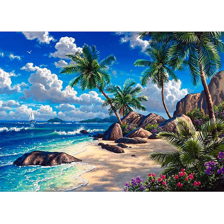 Seaside Beach - Full Round - Diamond Painting (50*40cm)