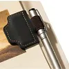 Magnetic Genuine Leather Book Clip Bookmark with Pen Holder 