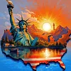 Diamond Painting -DIY Round Drill Statue of Liberty at Sunrise(40x40cm-Box)