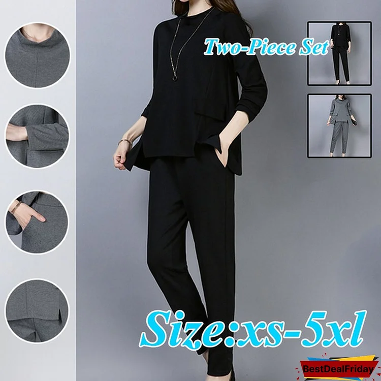 Plus Size L-3Xl 4Xl 5Xl Outfits Woman Suit Two Piece Set Top Pant Clothing Winter Autumn 2019 Tracksuit Sportswear Co-Ord Set