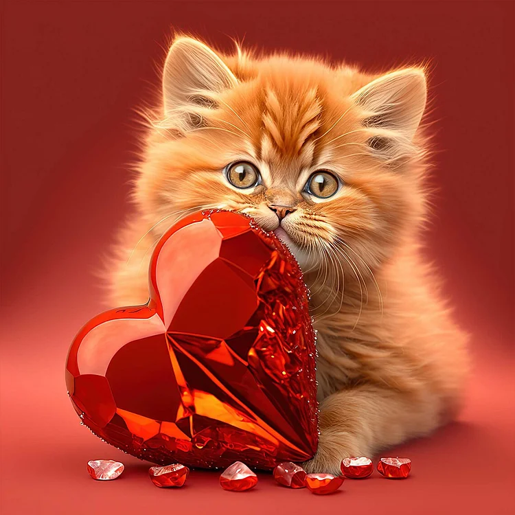 Love And Kitten 30*30CM (Canvas) Full Round Drill Diamond Painting gbfke