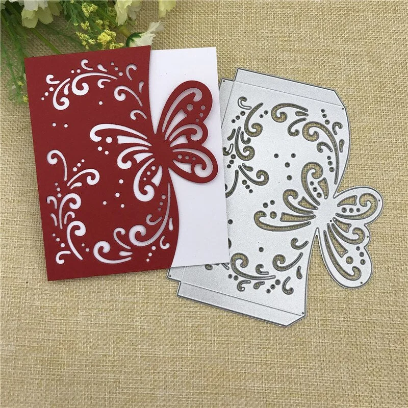 Butterfly envelope greeting card Metal Cutting Dies Stencil Scrapbooking Photo Album Card Paper Embossing Craft DIY