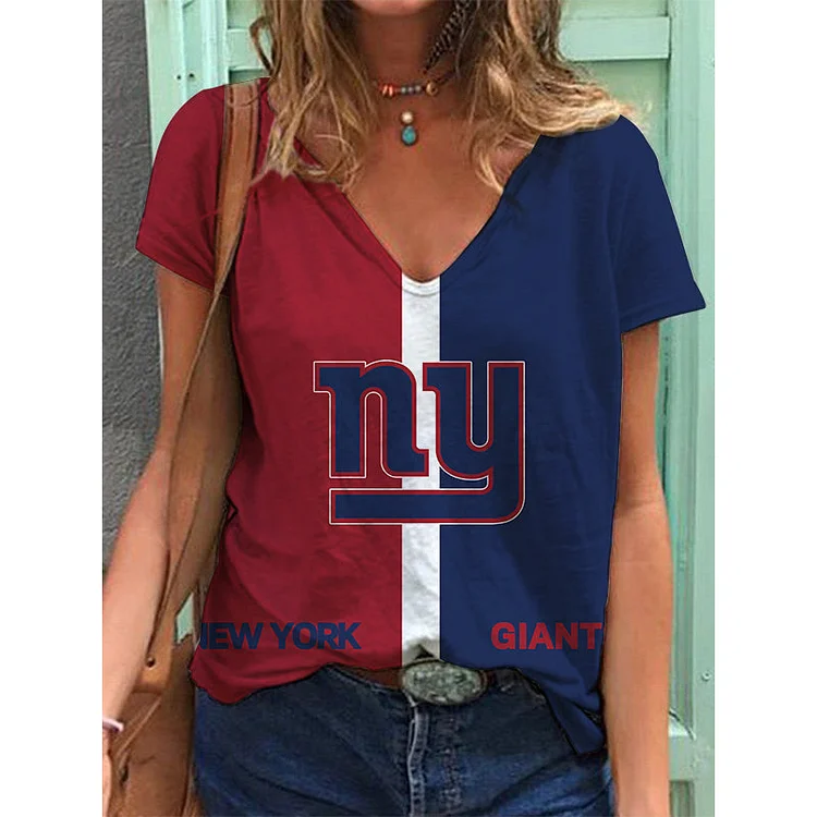 New York Giants Lightweight Short Sleeve V-Neck T-Shirt