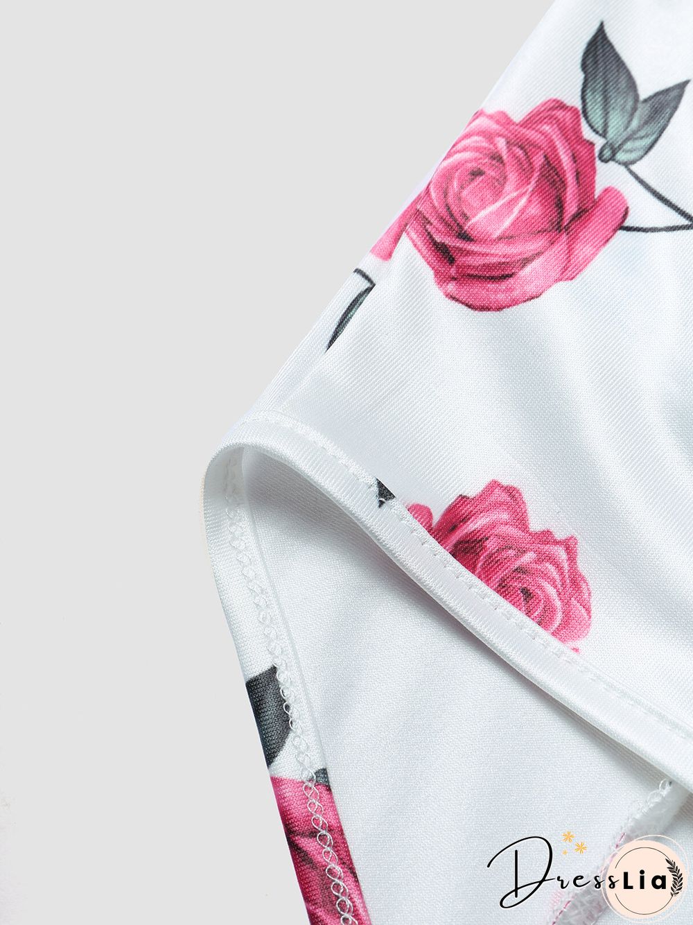 Floral Print Open Back Puff Sleeve Square Collar Crop Top